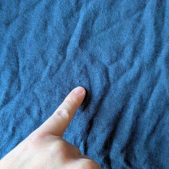 Tahari Blue Ruffle Mock Neck Silk Cashmere Knit Top small - Picture 5 of 9